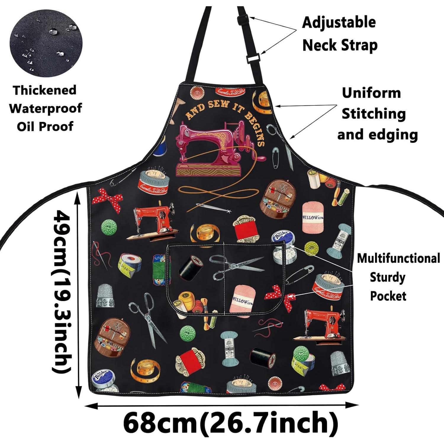 Delantal Ajustable WZMPA Maker con Bolsillos para Cocina 72x68cm