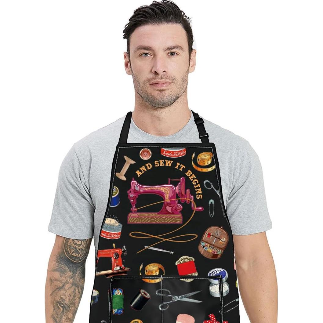 Delantal Ajustable WZMPA Maker con Bolsillos para Cocina 72x68cm