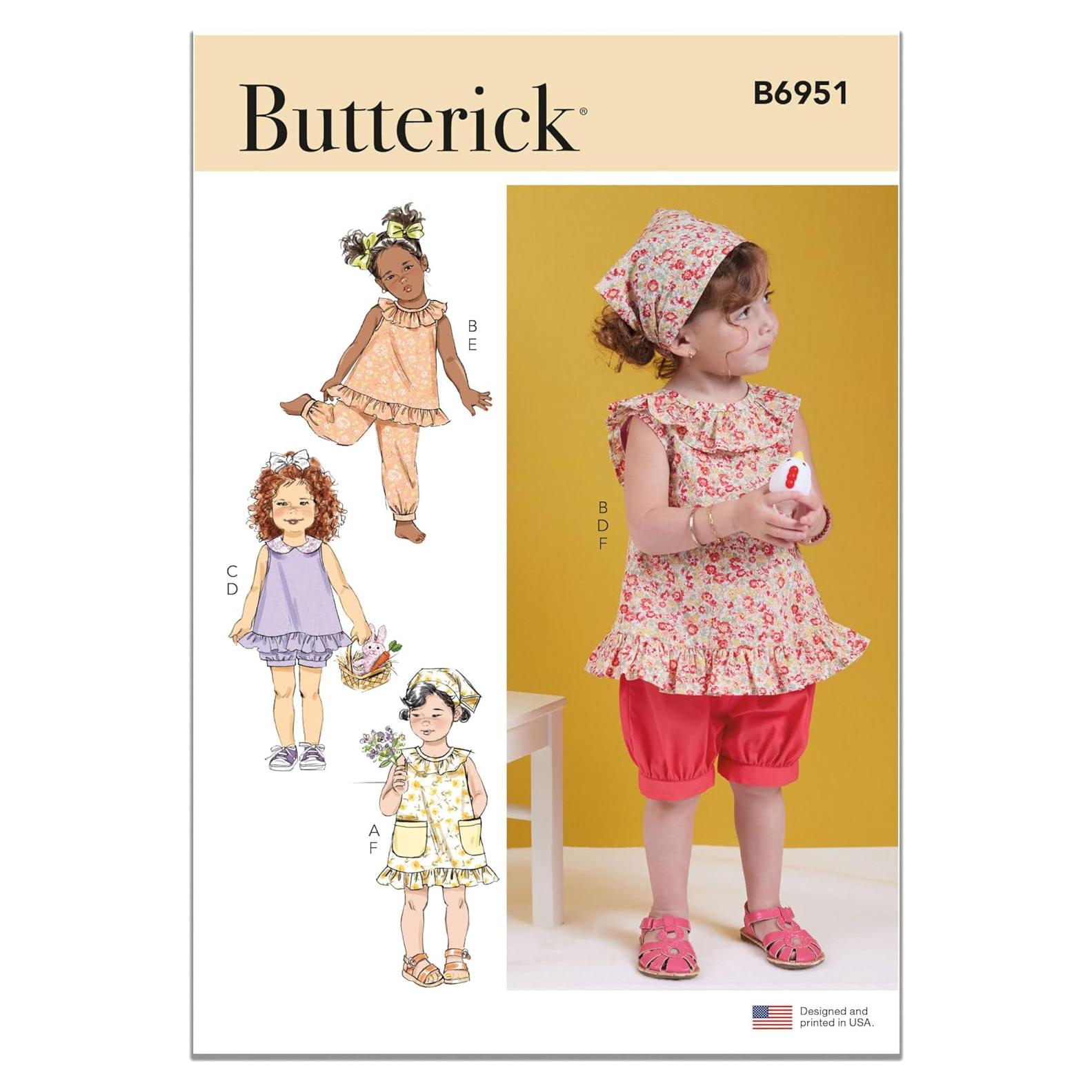 Kit de Patrón de Costura Butterick B6951 para Niños Tallas 1-4
