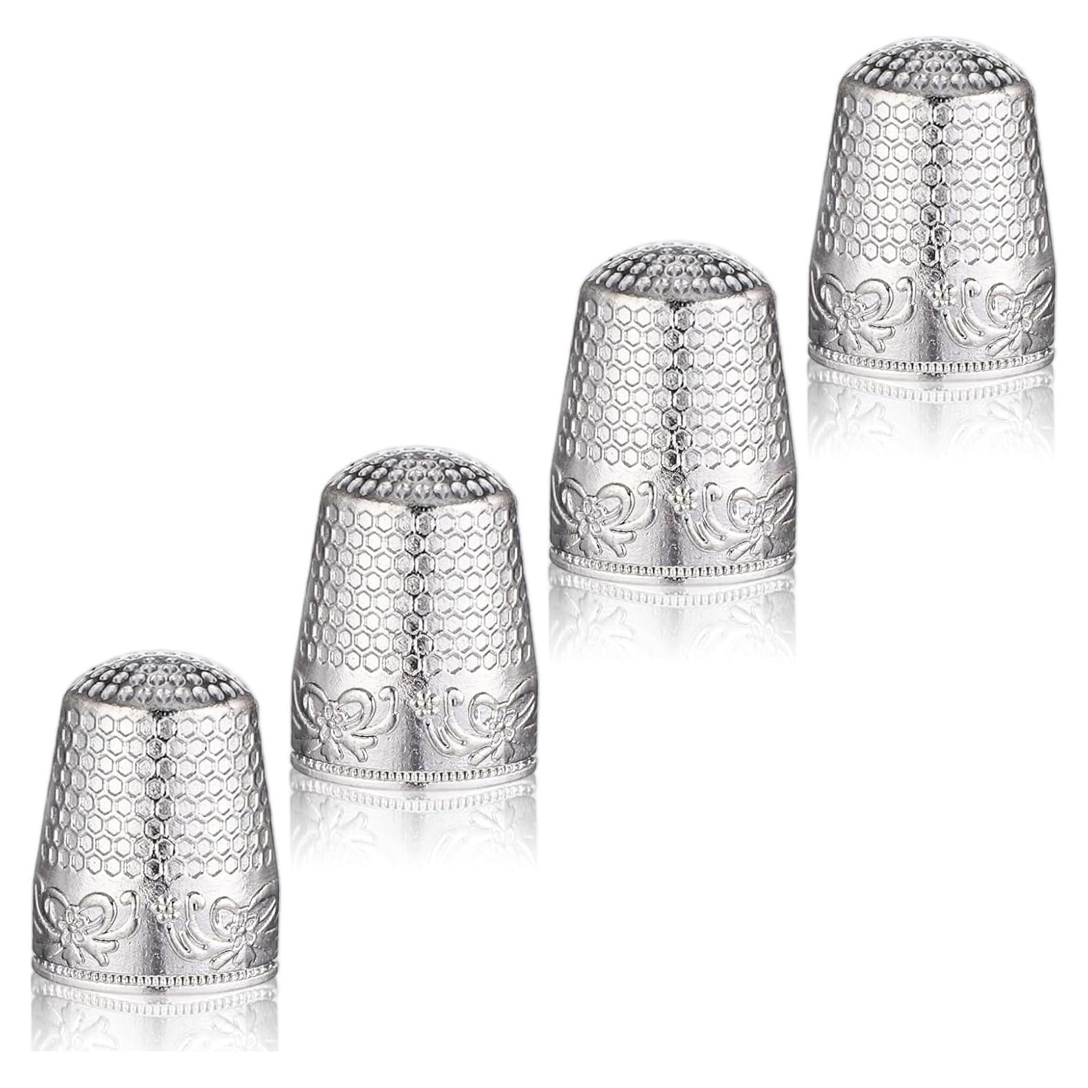 4 Dedales de Metal Plateado para Costura - Skrfren