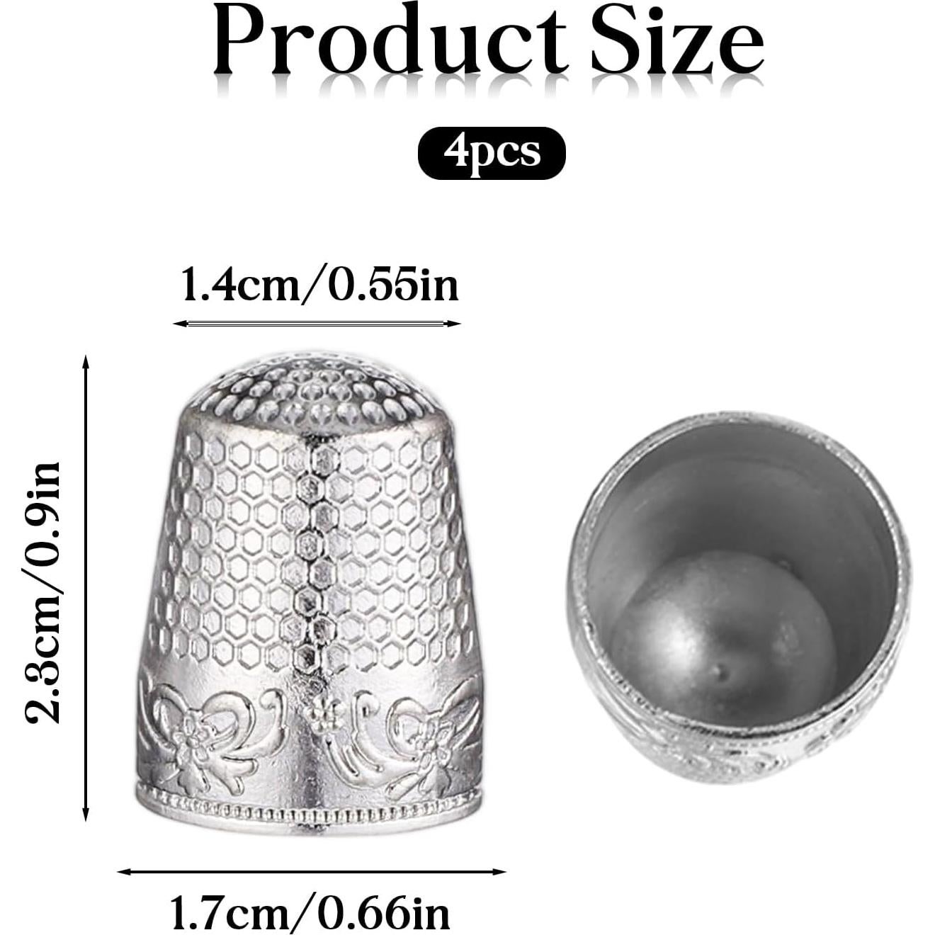 4 Dedales de Metal Plateado para Costura - Skrfren