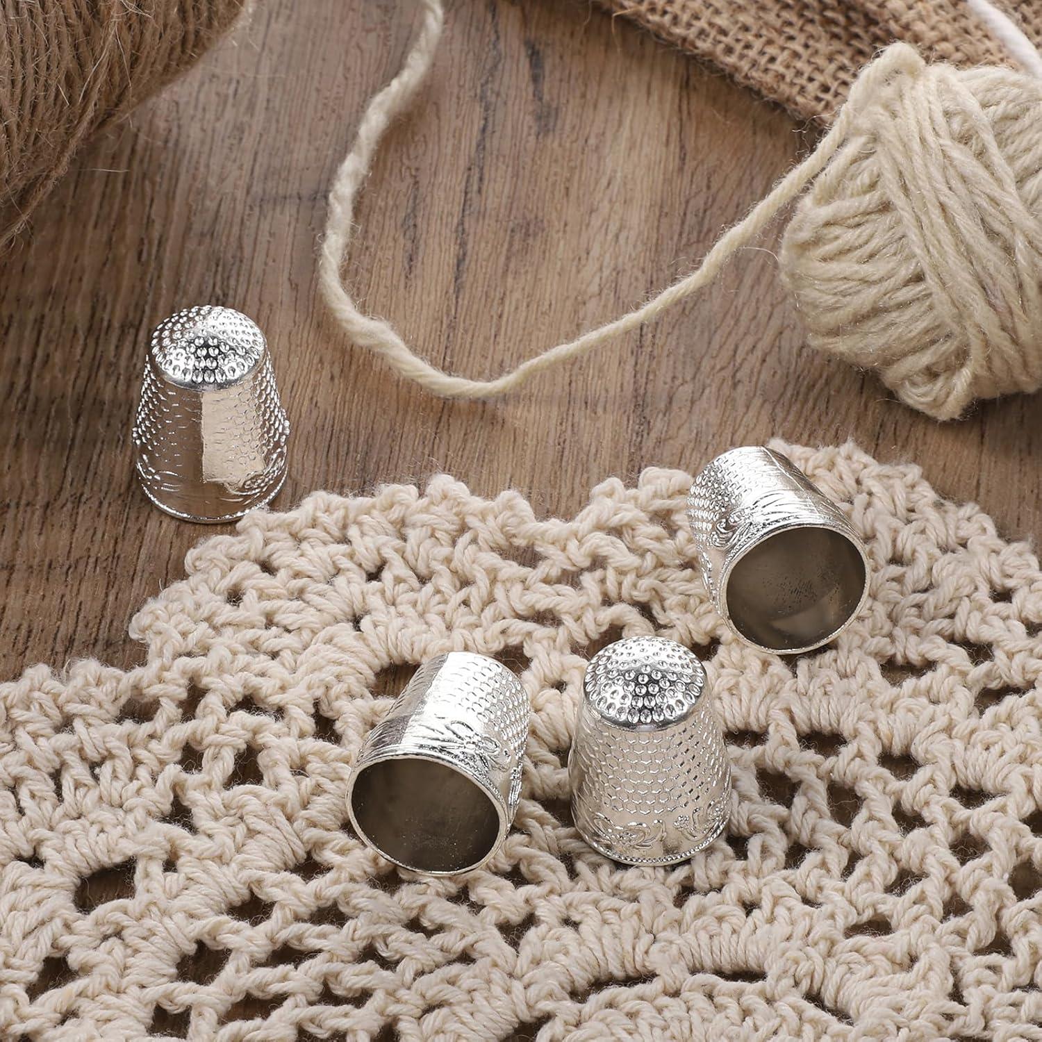 4 Dedales de Metal Plateado para Costura - Skrfren