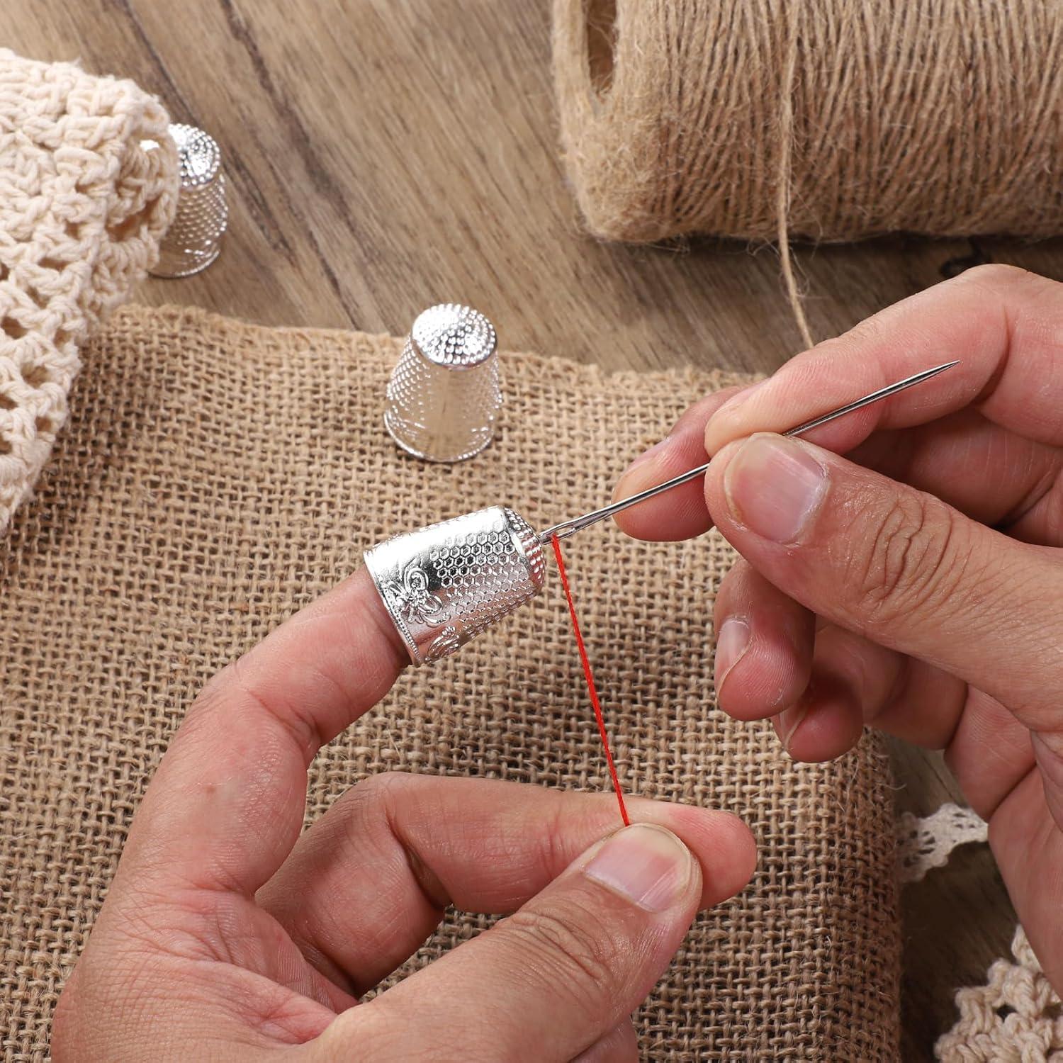 4 Dedales de Metal Plateado para Costura - Skrfren