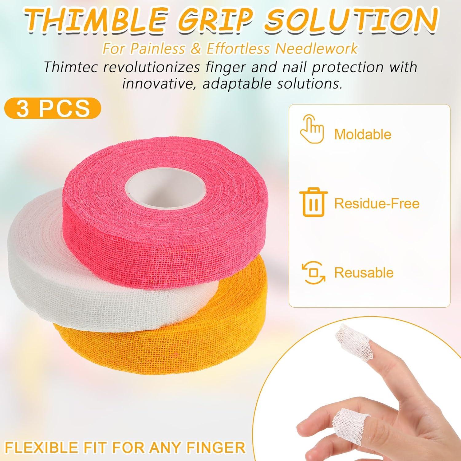 Cinta Protectora de Dedo Bewudy - 3 Rollos Algodón 14m