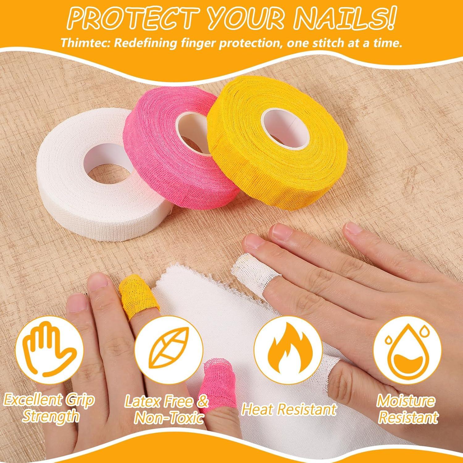 Cinta Protectora de Dedo Bewudy - 3 Rollos Algodón 14m