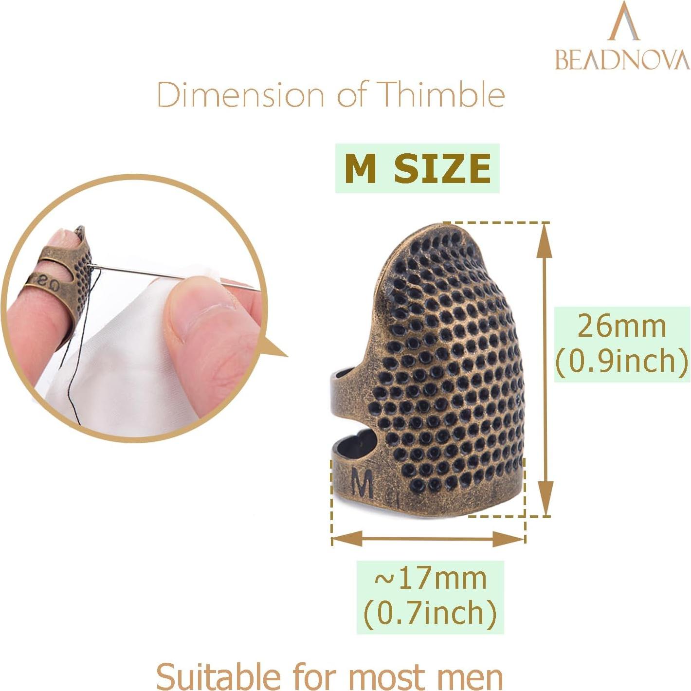 Dedales BEADNOVA de metal ajustables para costura a mano - 2 Pcs