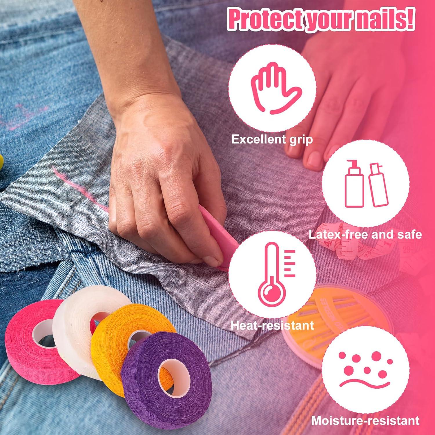 4 Rollos de Cinta de Dedal BOXOB Algodón Rosa Blanco Amarillo Púrpura