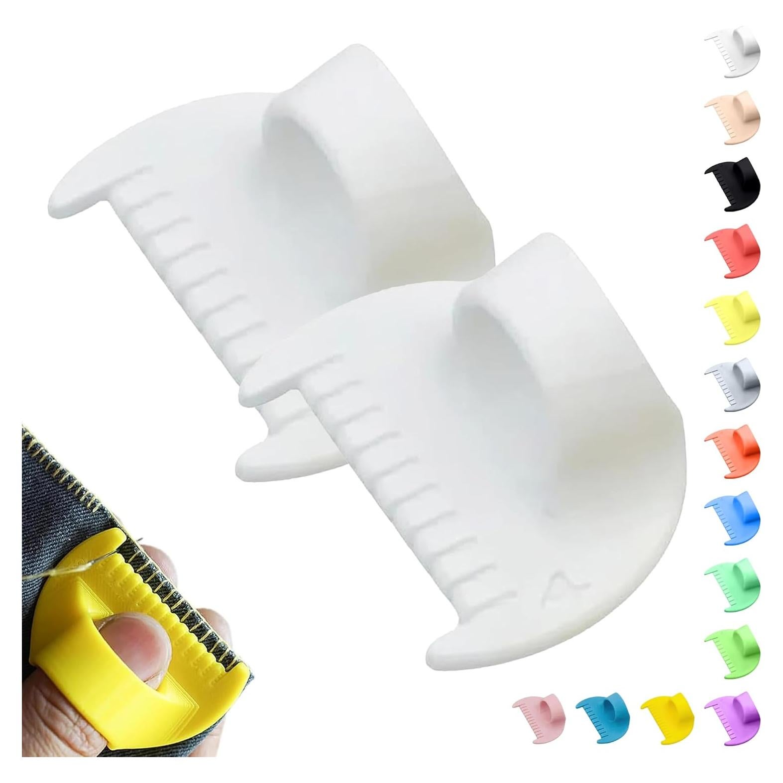 4mm Seam Guide for Hand Sewing Edge Lockranding Tool, Sewing Needle Gauge Measuring Tool, Mini Finger Ruler Kit Ideal for Leather/Fabric/Craft Sew, White 2 Pcs