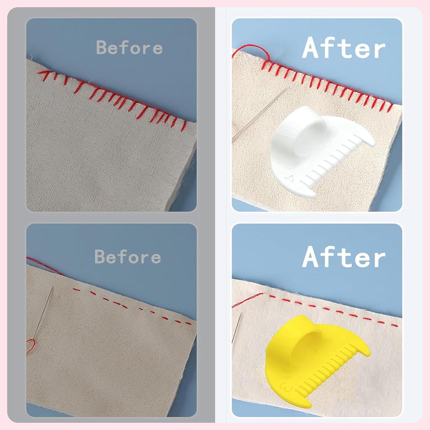 4mm Seam Guide for Hand Sewing Edge Lockranding Tool, Sewing Needle Gauge Measuring Tool, Mini Finger Ruler Kit Ideal for Leather/Fabric/Craft Sew, White 2 Pcs