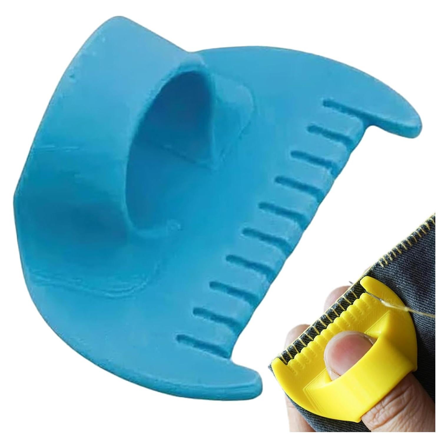 3mm Seam Guide for Hand Sewing Edge Lockranding Tool, Sewing Needle Gauge Measuring Tool, Mini Finger Ruler Kit Ideal for Leather/Fabric/Craft Sew, Blue 1 Pcs