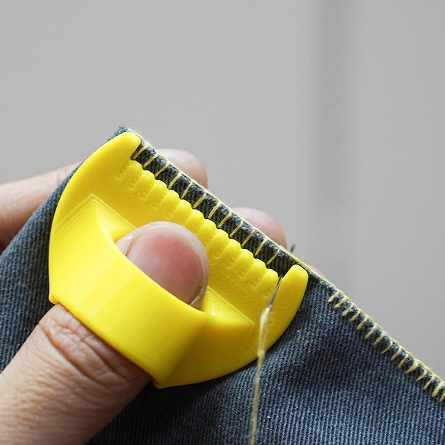 3mm Seam Guide for Hand Sewing Edge Lockranding Tool, Sewing Needle Gauge Measuring Tool, Mini Finger Ruler Kit Ideal for Leather/Fabric/Craft Sew, Blue 1 Pcs