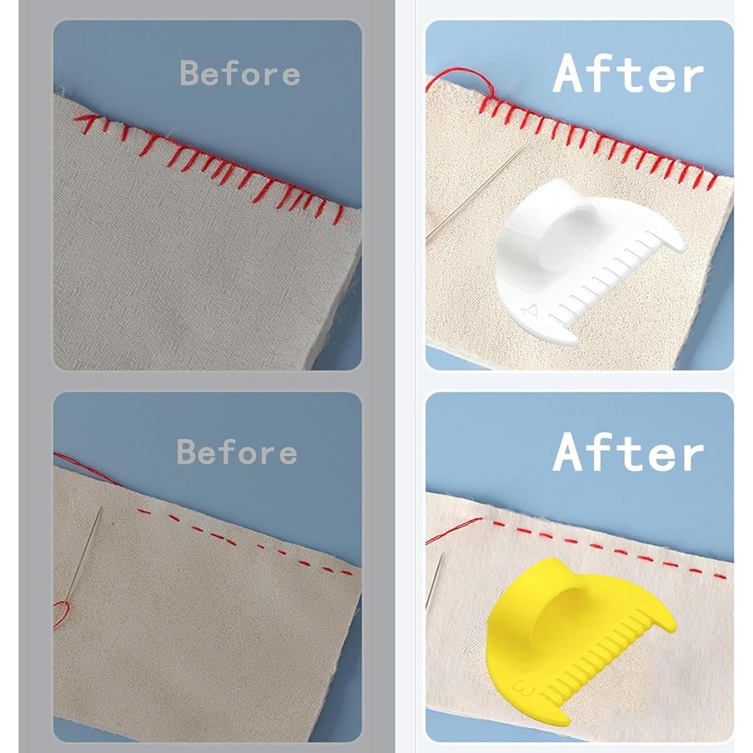 3mm Seam Guide for Hand Sewing Edge Lockranding Tool, Sewing Needle Gauge Measuring Tool, Mini Finger Ruler Kit Ideal for Leather/Fabric/Craft Sew, Blue 1 Pcs