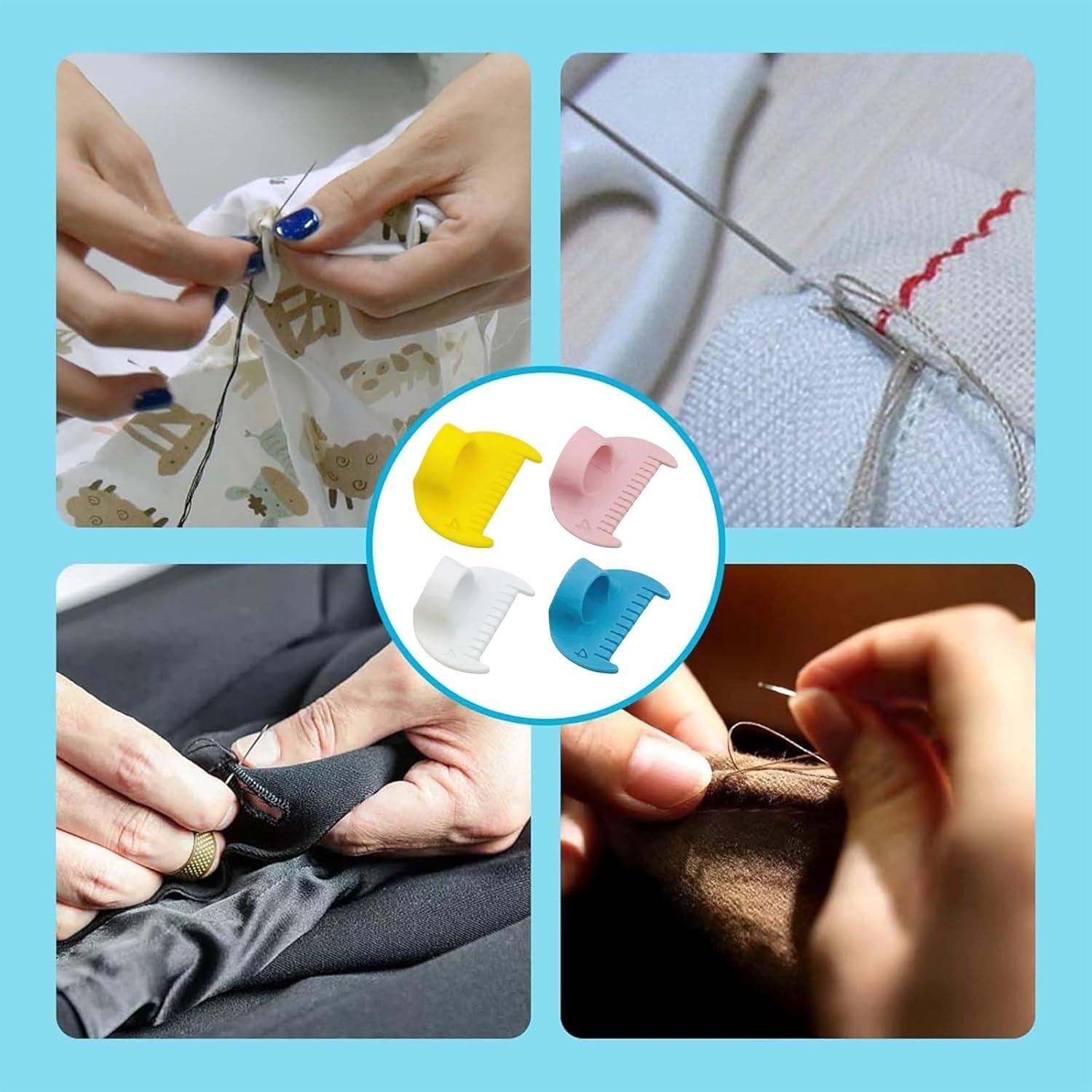 3mm Seam Guide for Hand Sewing Edge Lockranding Tool, Sewing Needle Gauge Measuring Tool, Mini Finger Ruler Kit Ideal for Leather/Fabric/Craft Sew, Blue 1 Pcs