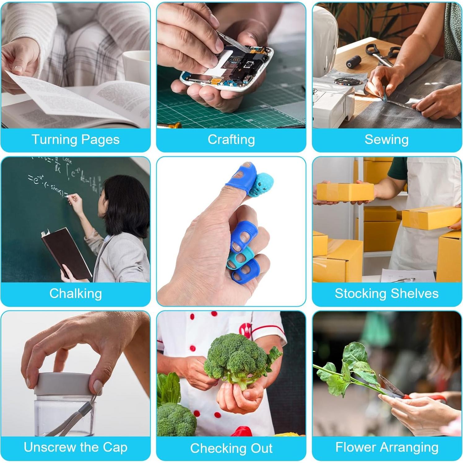 16 Dedales de Silicona Fyntave Antideslizantes Azul Aqua