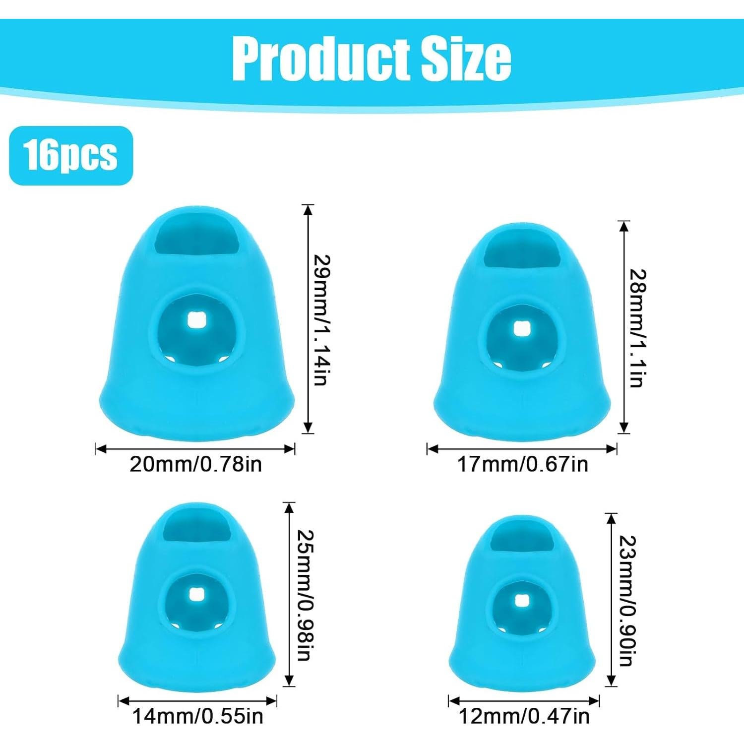 16 Dedales de Silicona Fyntave Antideslizantes Azul Aqua
