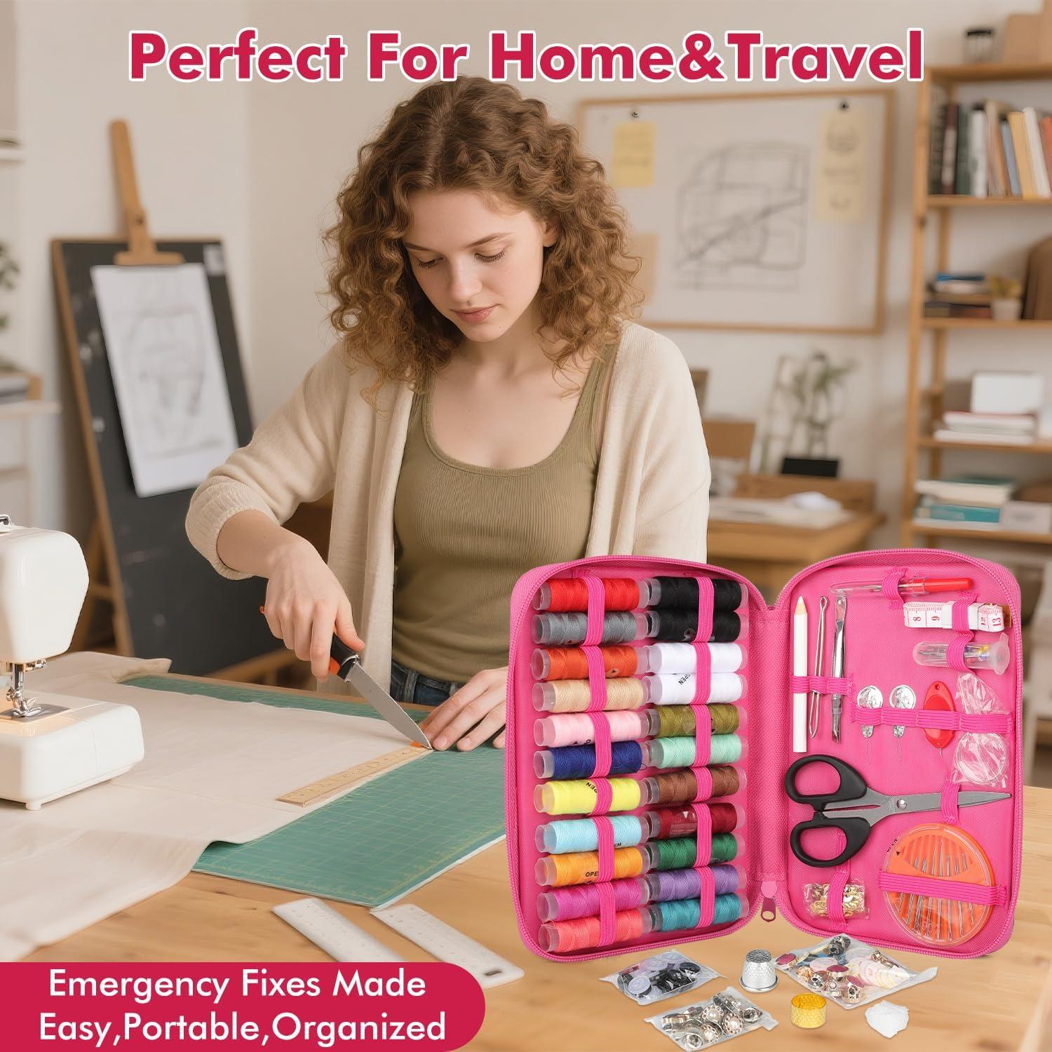 Juego de Costura 198 Piezas ZHEN XIAN Rosa Portátil