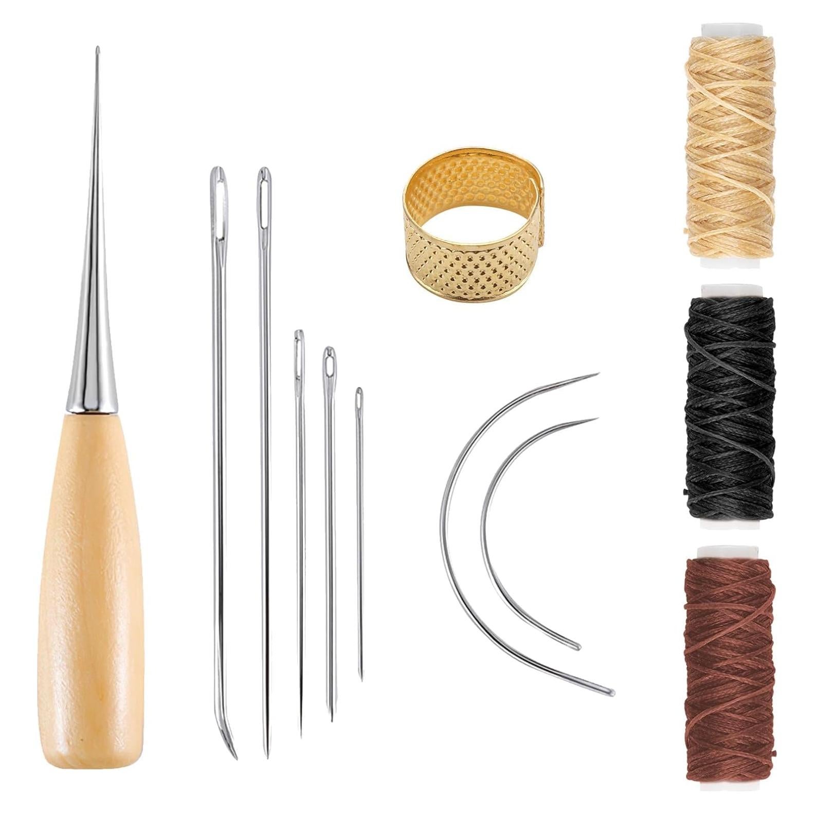 Kit de Costura de Cuero Genérico 12 Piezas Agujas y Hilo