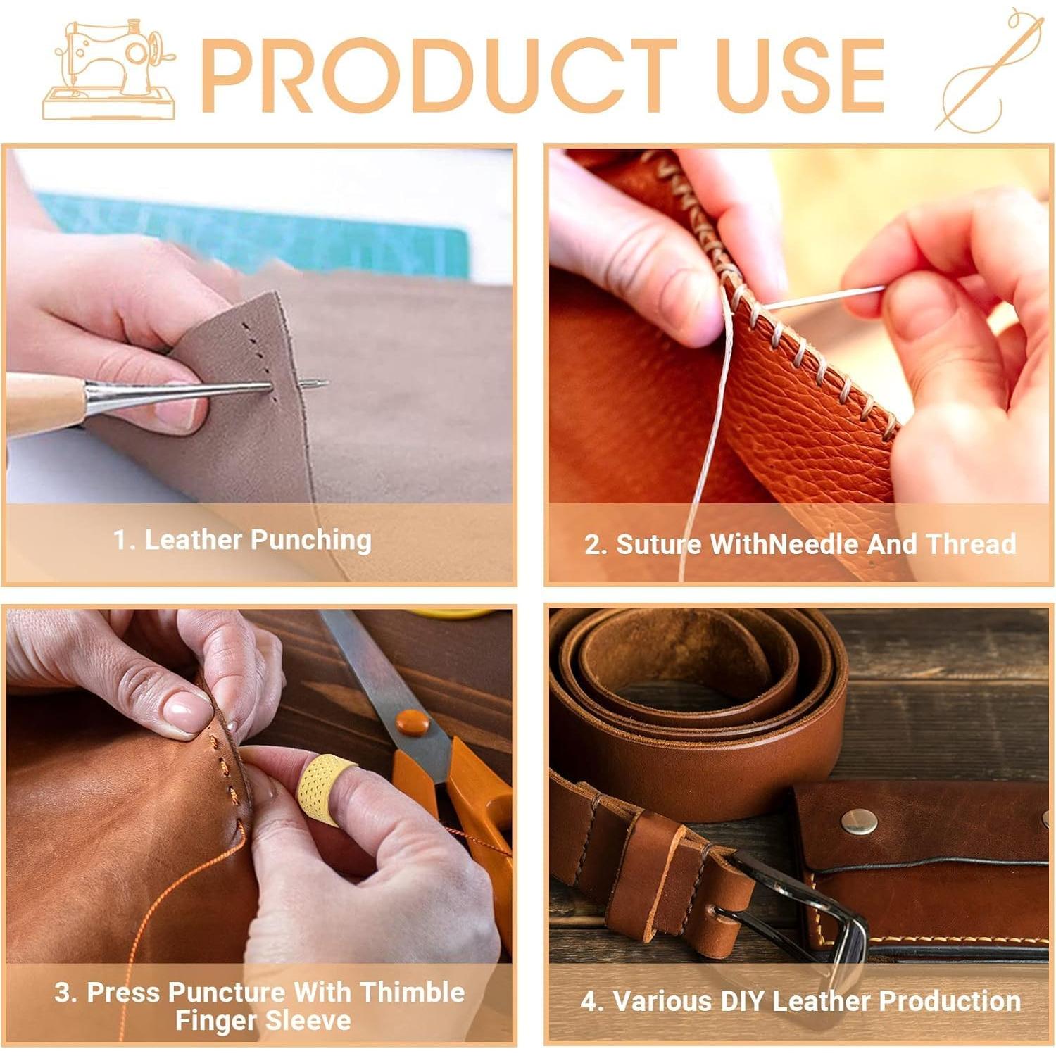 Kit de Costura de Cuero Genérico 12 Piezas Agujas y Hilo