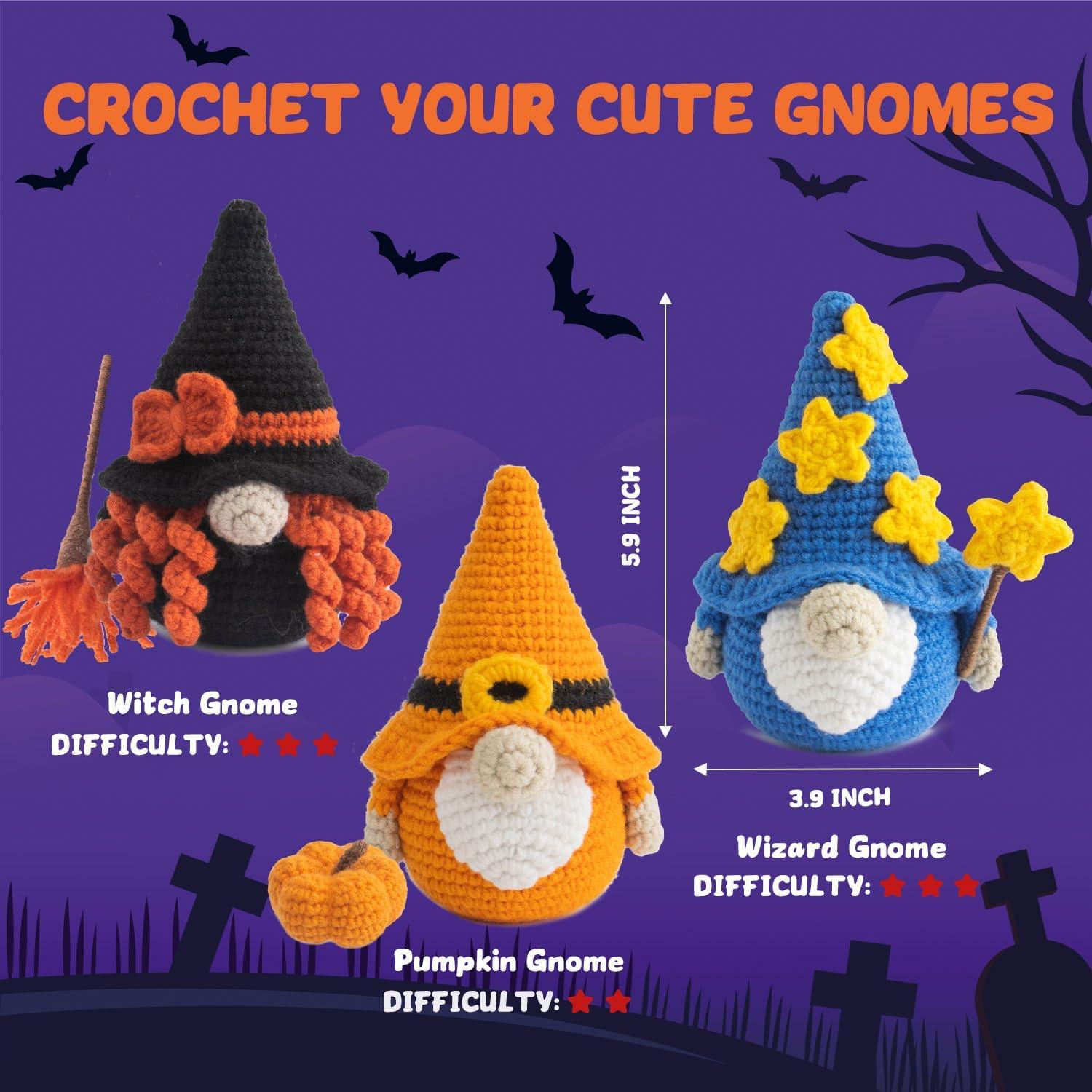 Kit de Crochet Halloween POP COCHE para Principiantes - 3 Gnomos
