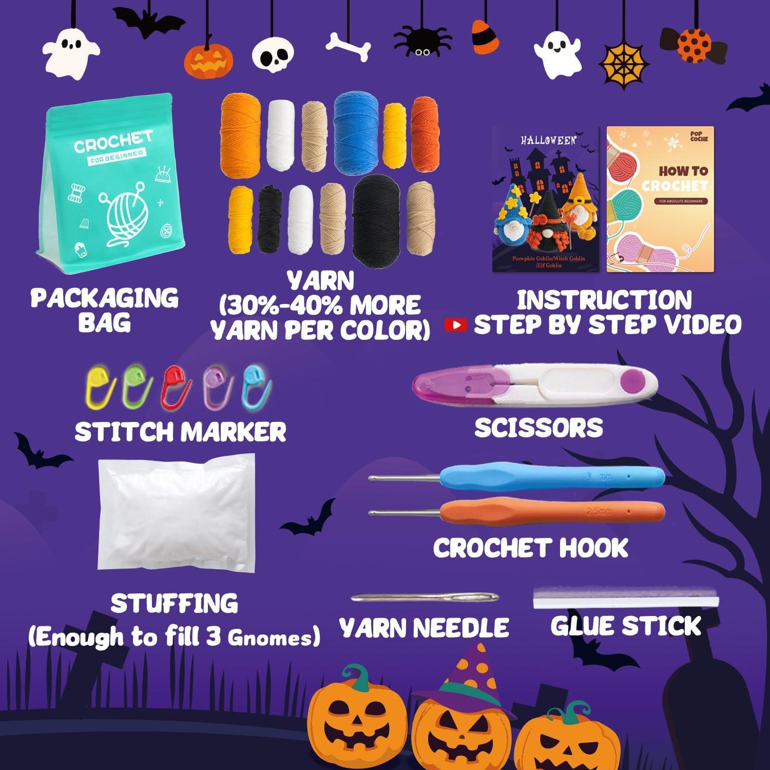 Kit de Crochet Halloween POP COCHE para Principiantes - 3 Gnomos