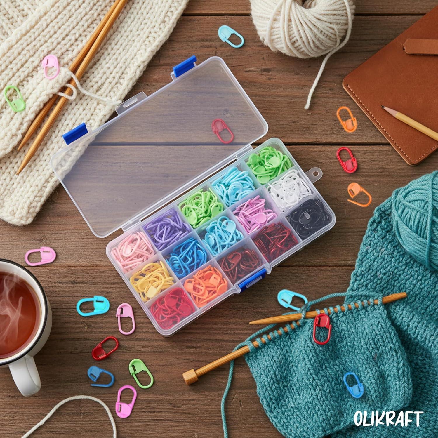 Marcadores de Puntos de Crochet Olikraft 300 Piezas 15 Colores