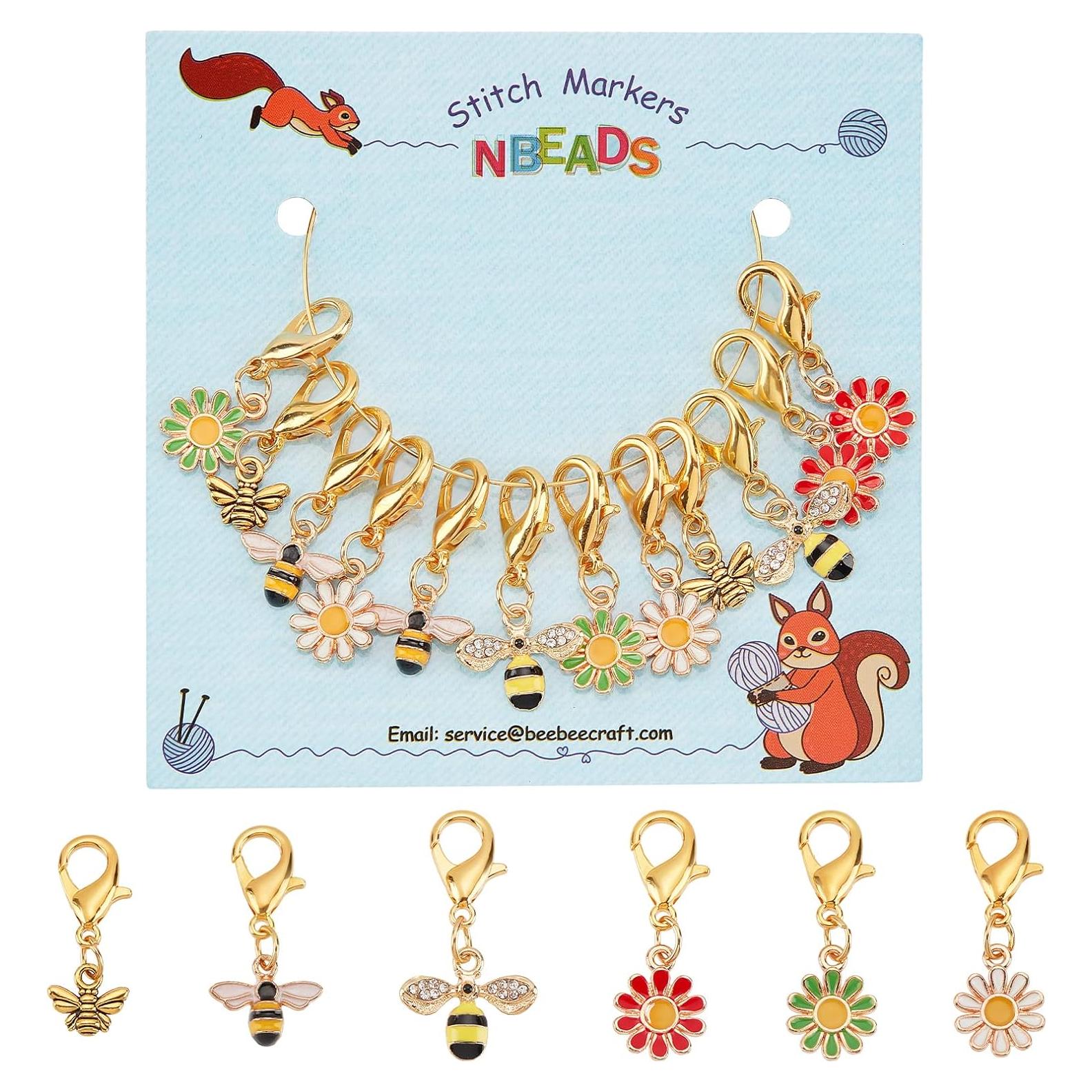 Marcadores de Puntos de Ganchillo NBEADS 12 Piezas Floral