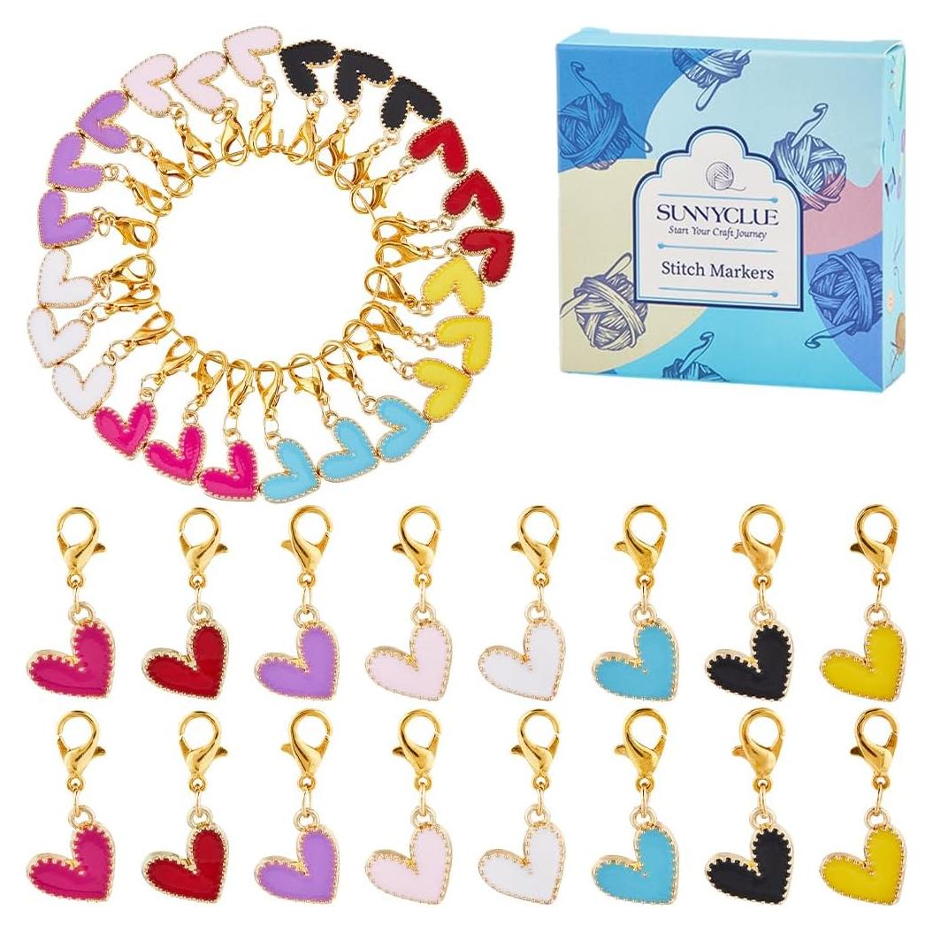 Marcadores de Puntos de Crochet SUNNYCLUE 24 Pcs Corazón