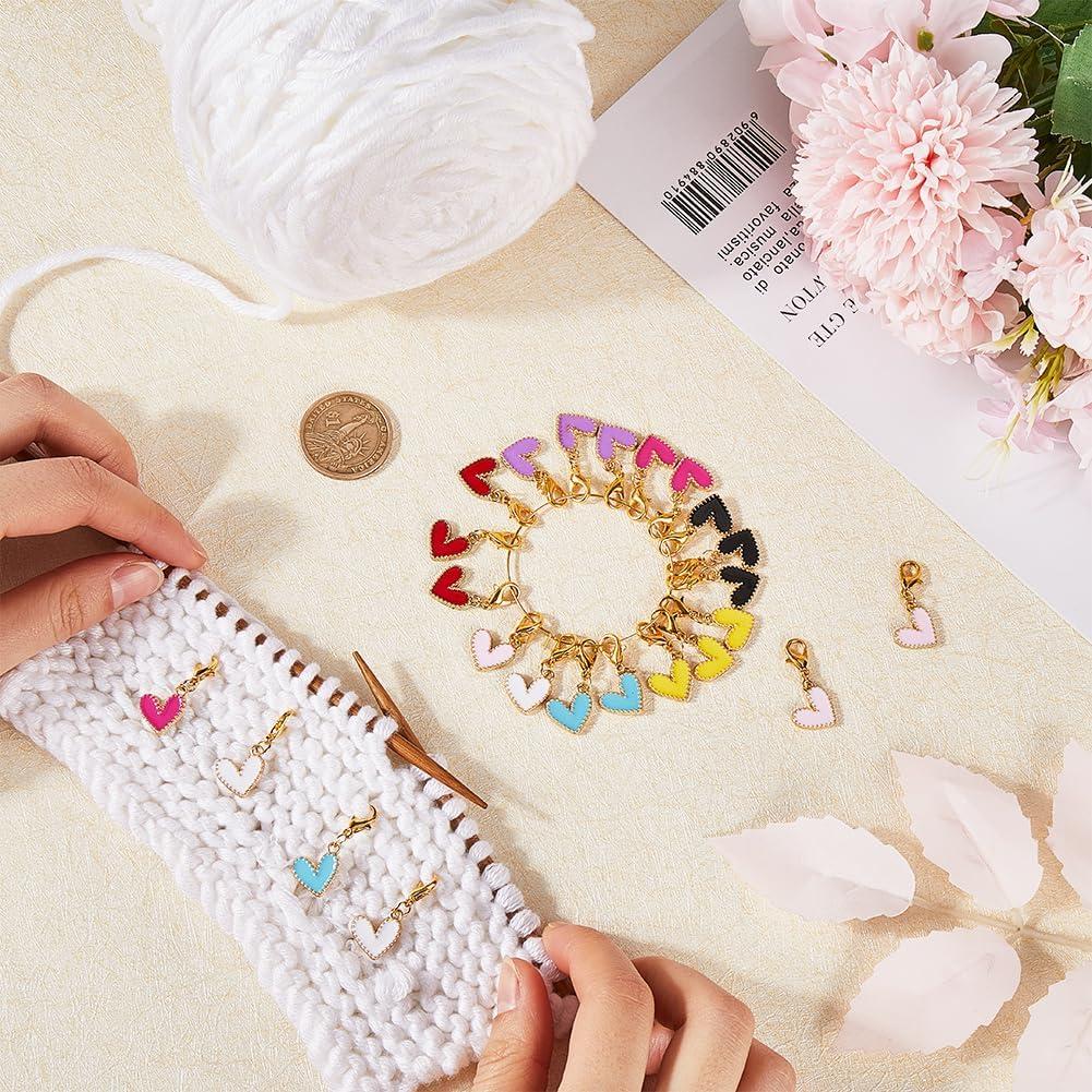 Marcadores de Puntos de Crochet SUNNYCLUE 24 Pcs Corazón