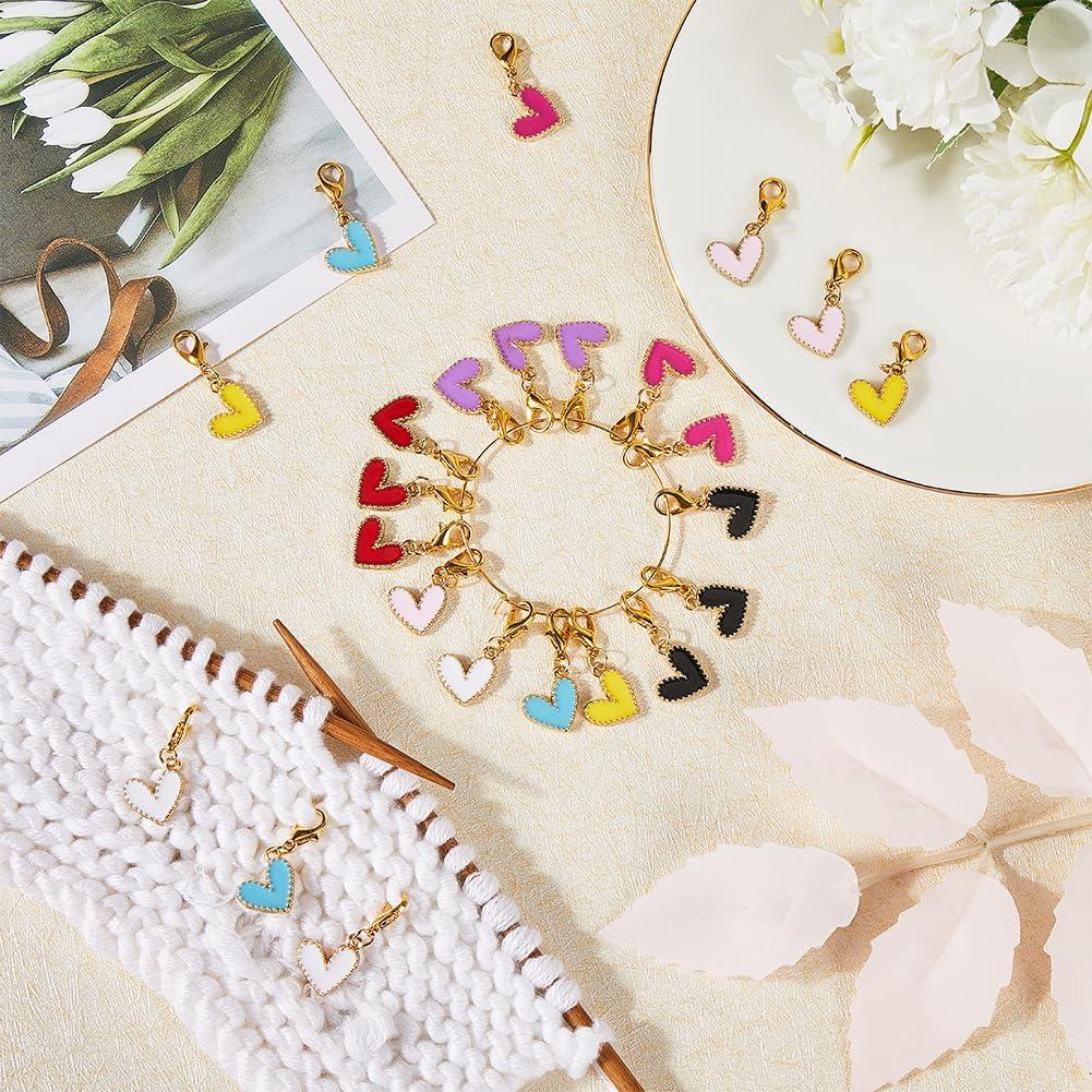 Marcadores de Puntos de Crochet SUNNYCLUE 24 Pcs Corazón