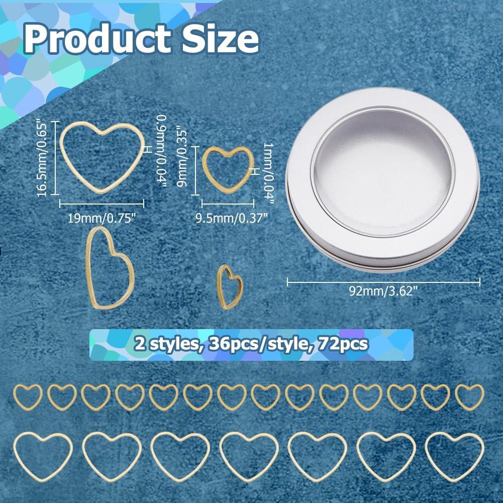 Marcadores de Puntos de Costura Hobbspring 72 Pcs Latón Corazón