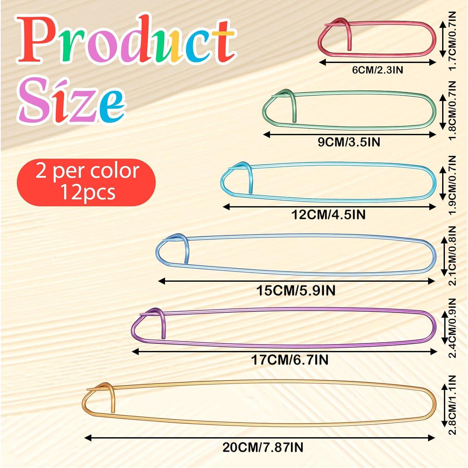 12 Sujetadores de Puntos de Tejido Larrel - 6 Tamaños Coloridos