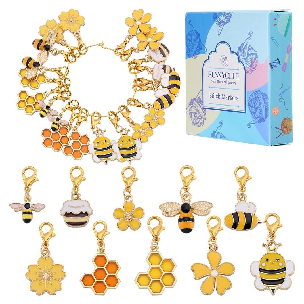 20 Marcadores de Puntos de Abeja SUNNYCLUE - Ganchillo DIY