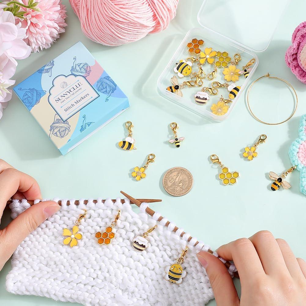 20 Marcadores de Puntos de Abeja SUNNYCLUE - Ganchillo DIY