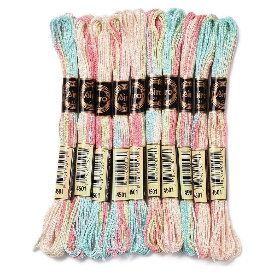 10 Madejas Hilo de Bordar Variegado 80m Poliester CABODYALS