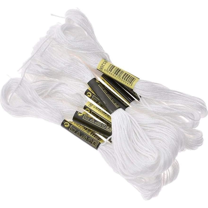 24 Madejas de Hilo de Bordado Algodón Negro y Blanco XLSFPY