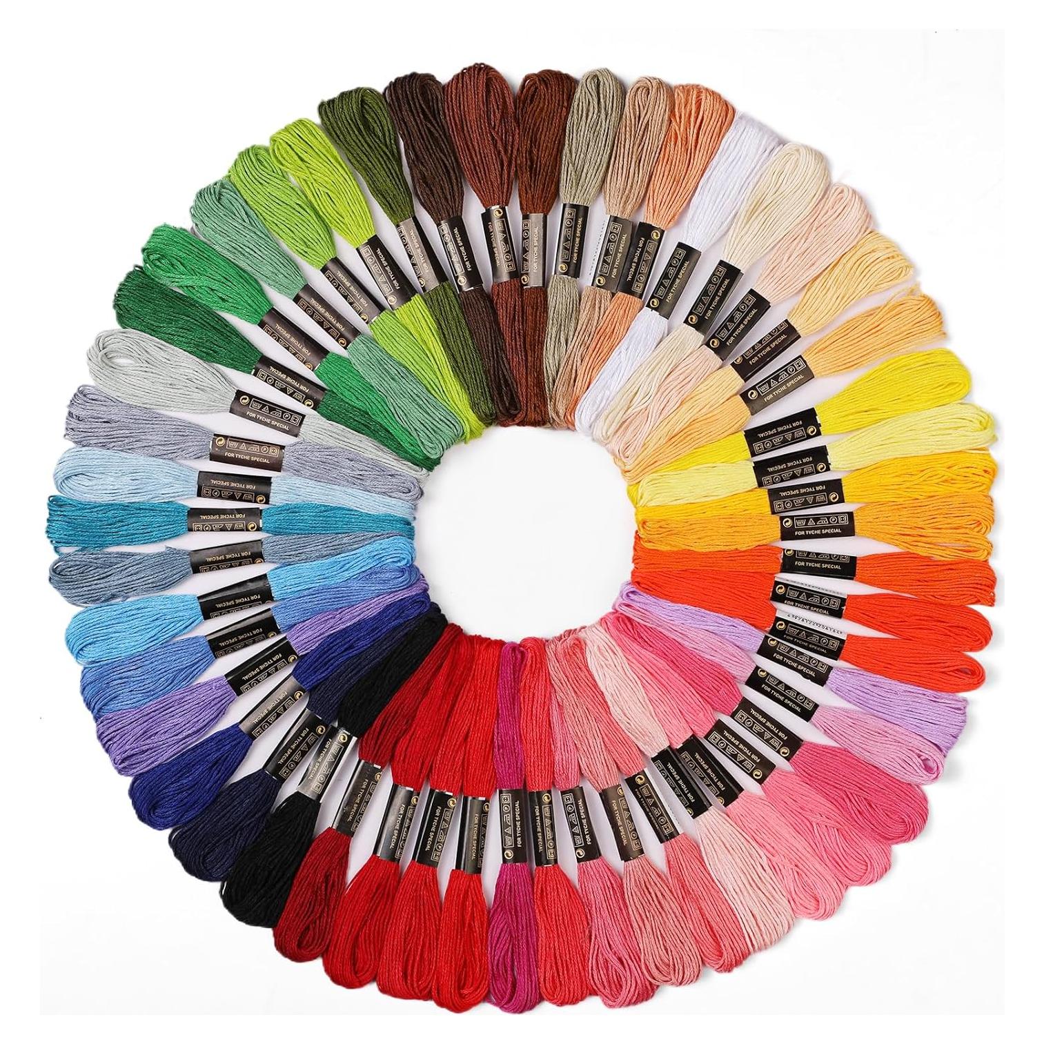 50 Madejas Hilo de Bordado ZXIIXZ Arcoíris 8m para Manualidades