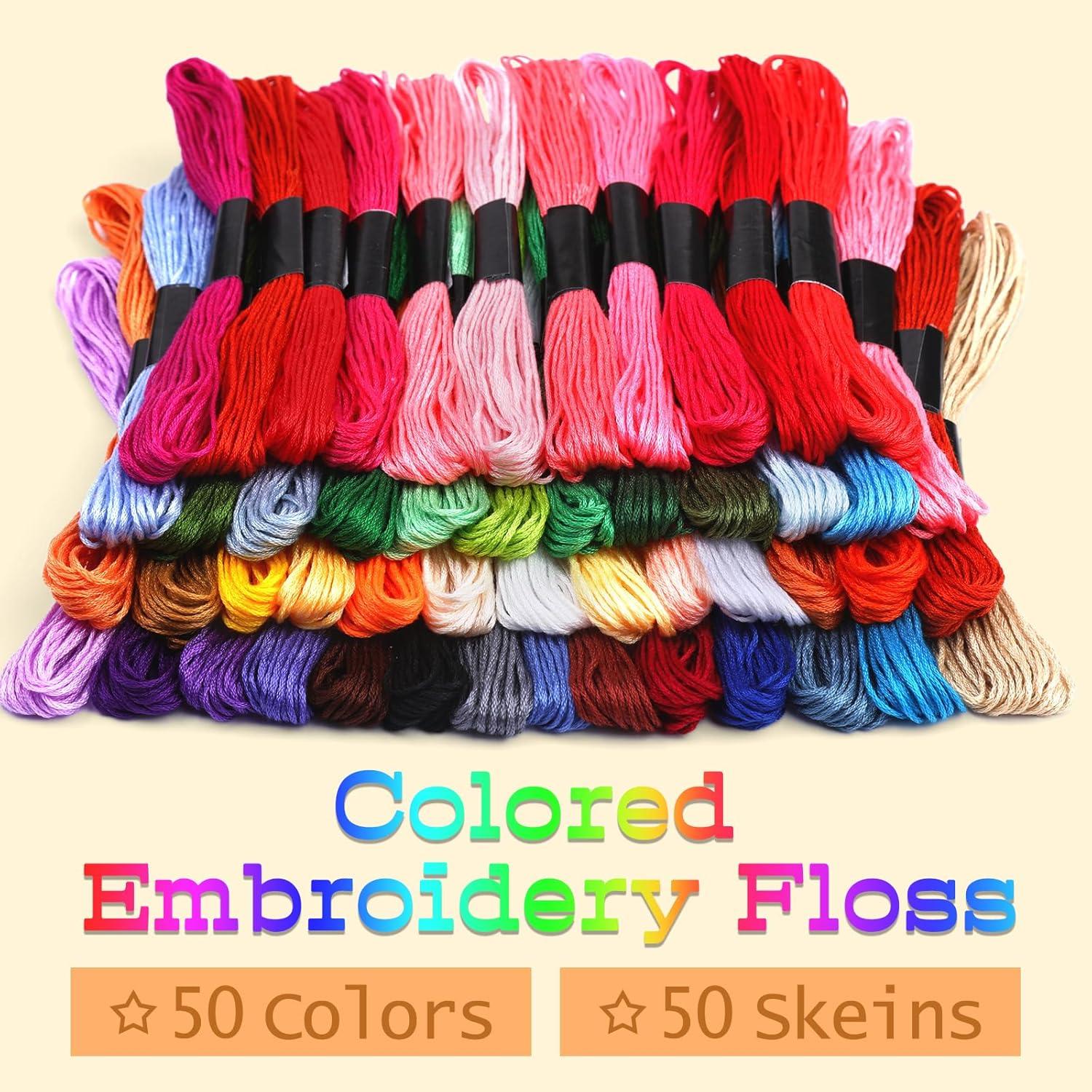 50 Madejas Hilo de Bordado ZXIIXZ Arcoíris 8m para Manualidades