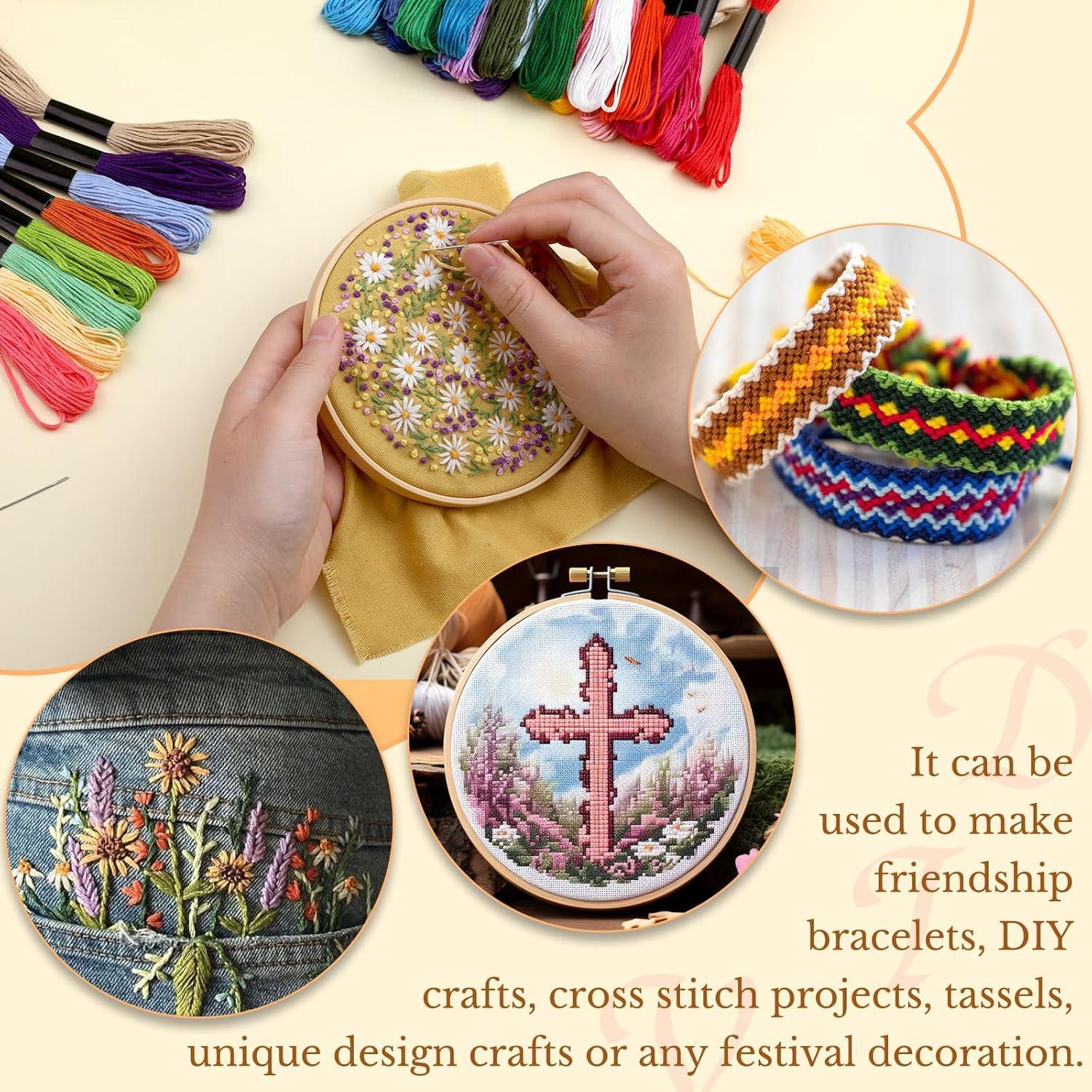 50 Madejas Hilo de Bordado ZXIIXZ Arcoíris 8m para Manualidades