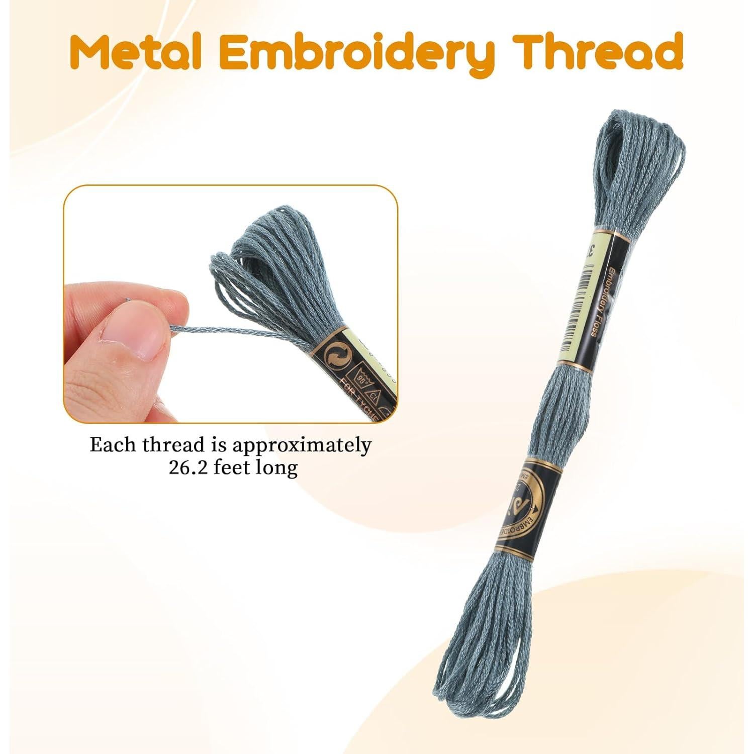 8 Madejas Hilo de Bordado Gris Alrhso 6 Cabos 64m DIY