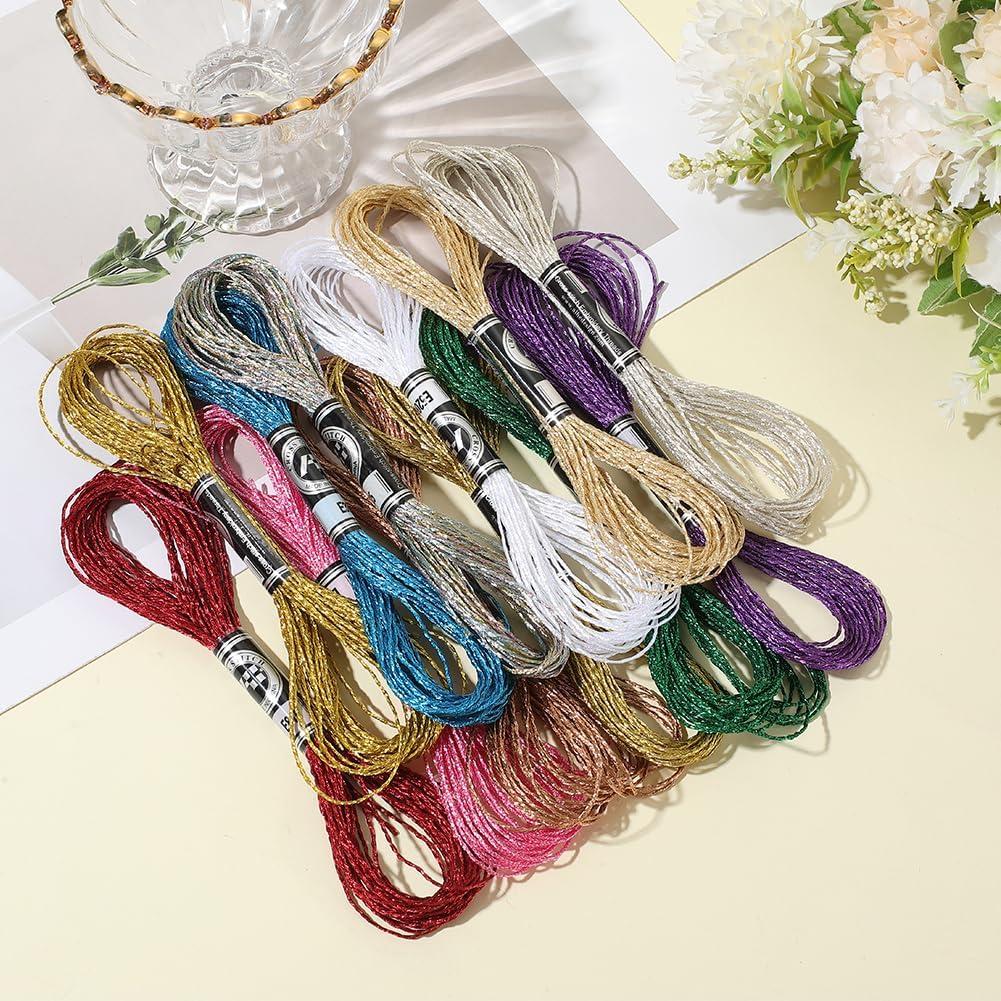 12 Madejas Hilo de Bordado Metálico CABODYALS 8m 12 Colores