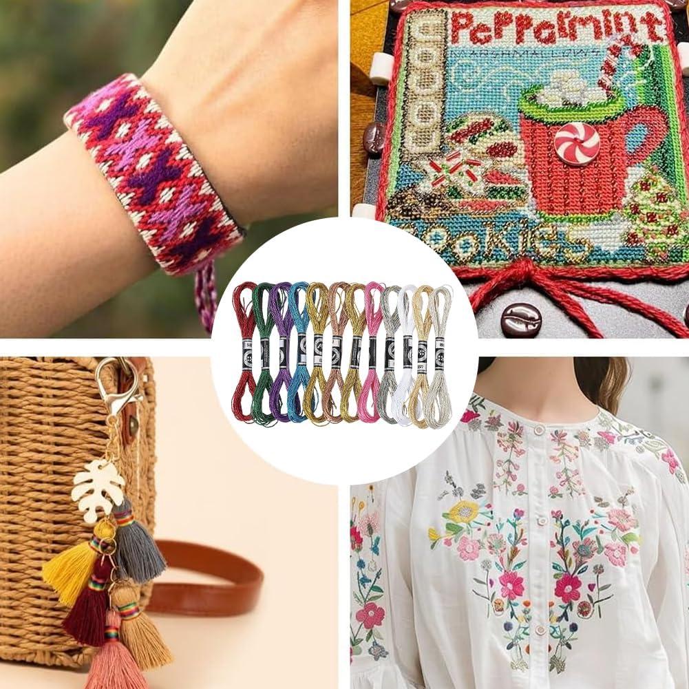 12 Madejas Hilo de Bordado Metálico CABODYALS 8m 12 Colores