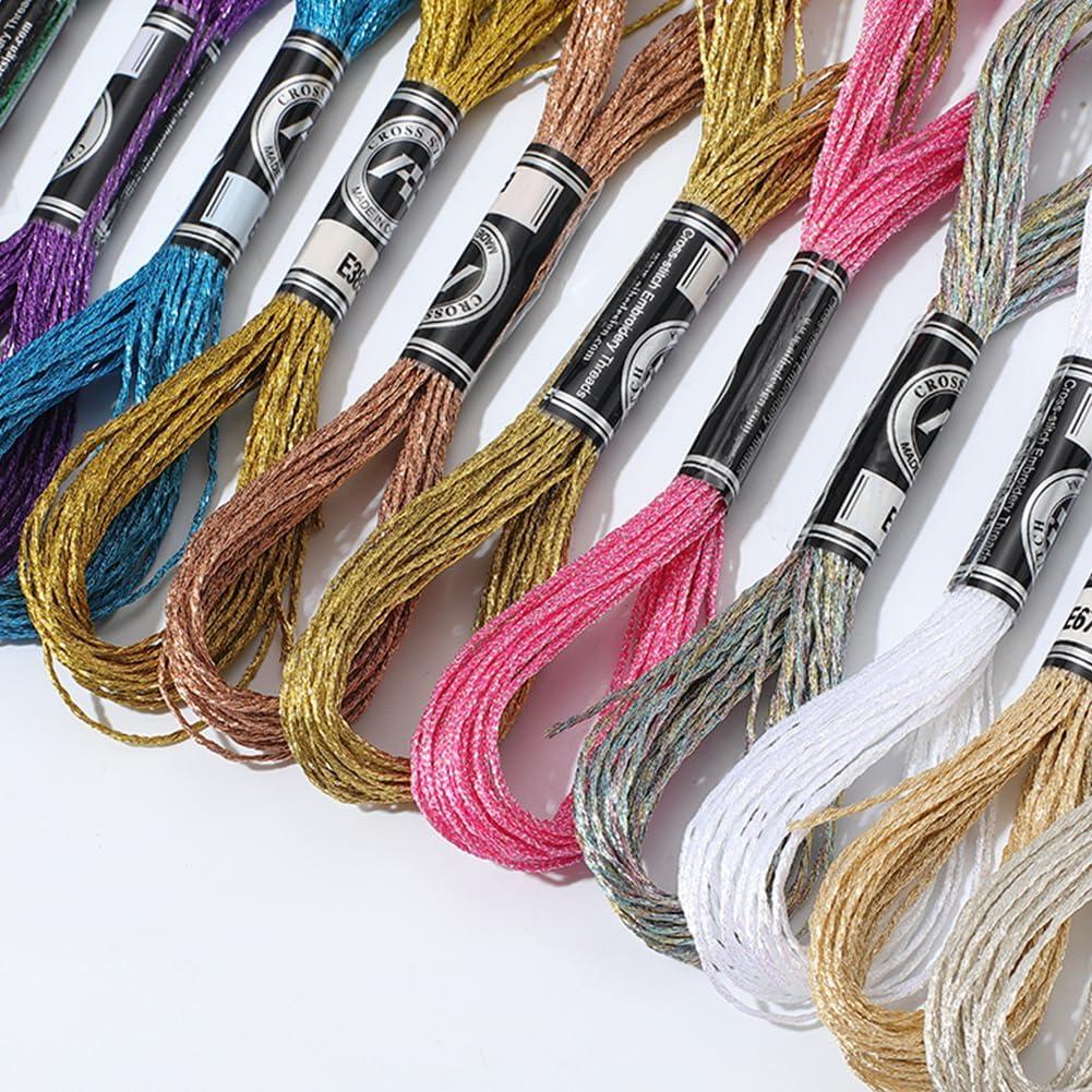 12 Madejas Hilo de Bordado Metálico CABODYALS 8m 12 Colores