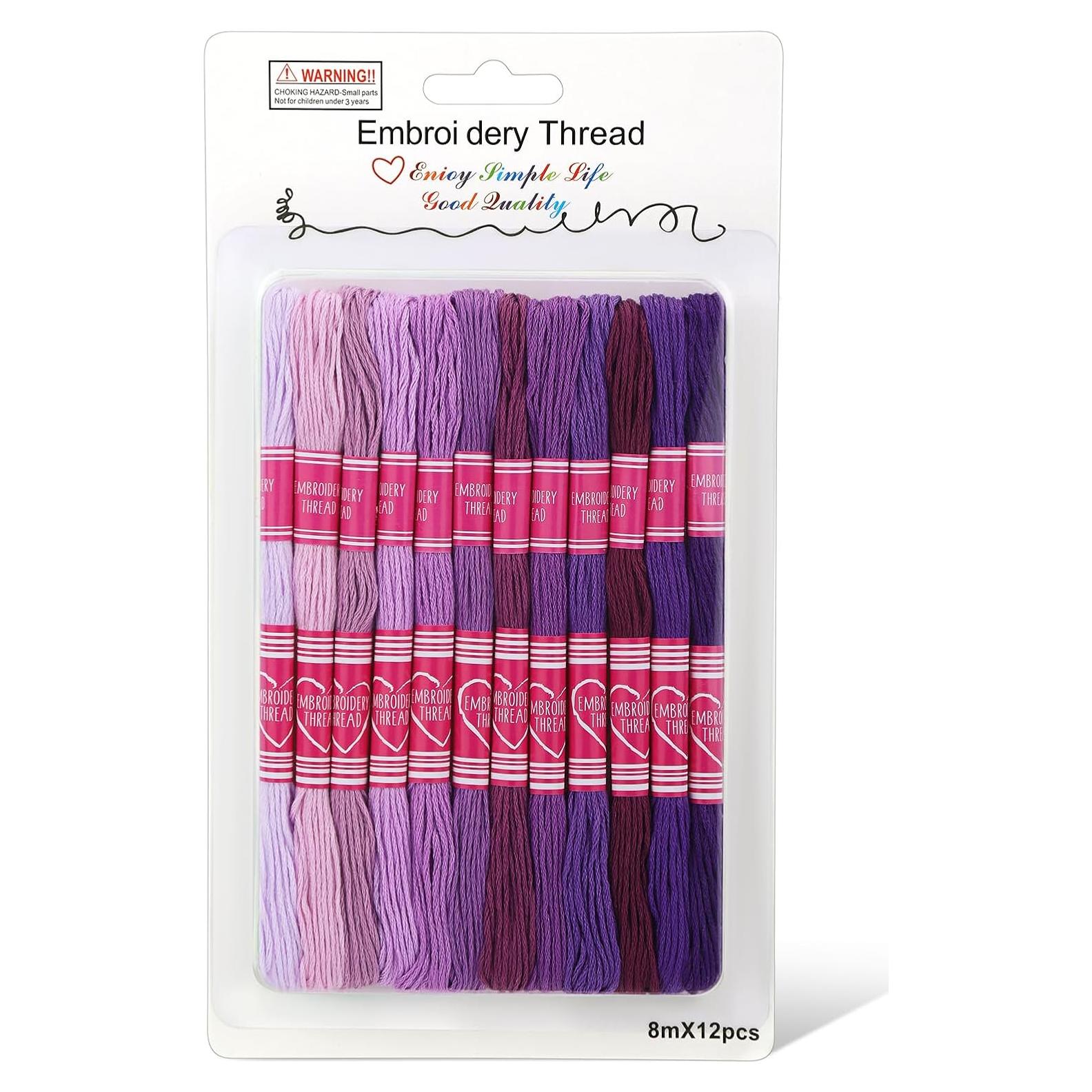 Hilo de Bordado Dercuy Morado 12 Madejas 8m Cada Una