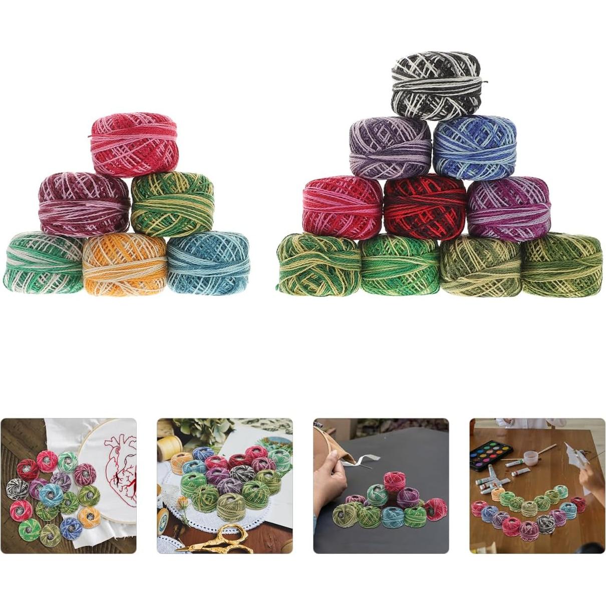 Hilo de Bordado de Algodón EXCEART 16 Rollos Mezcla de Colores