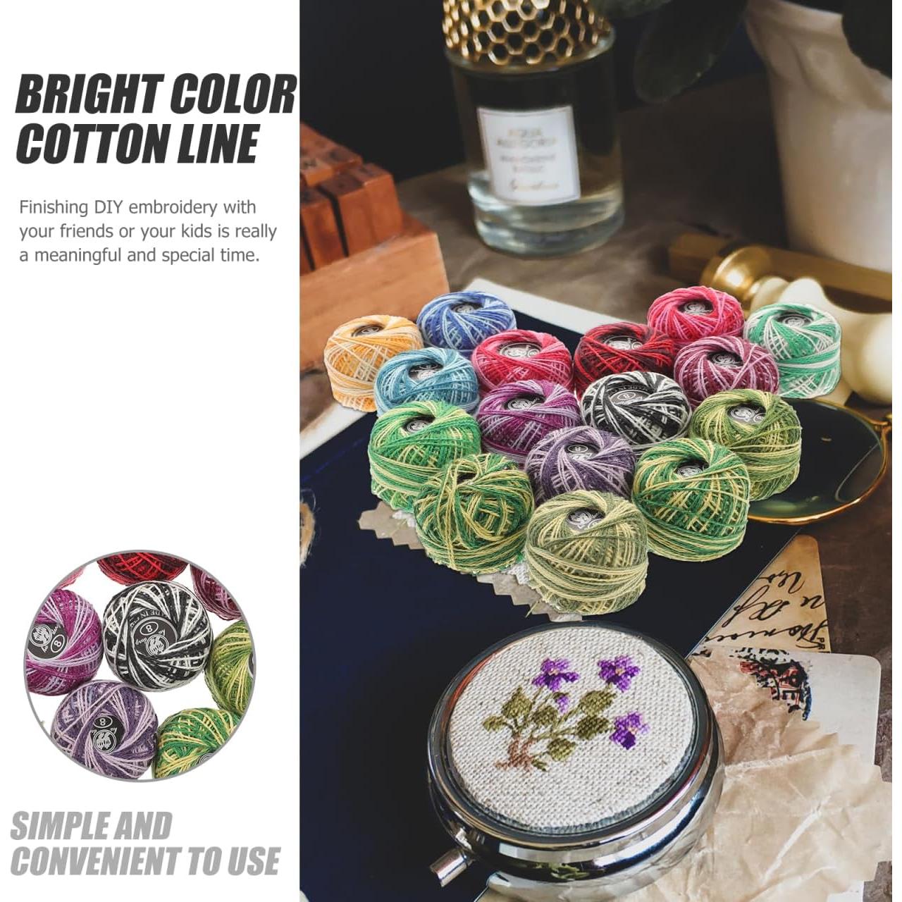 Hilo de Bordado de Algodón EXCEART 16 Rollos Mezcla de Colores