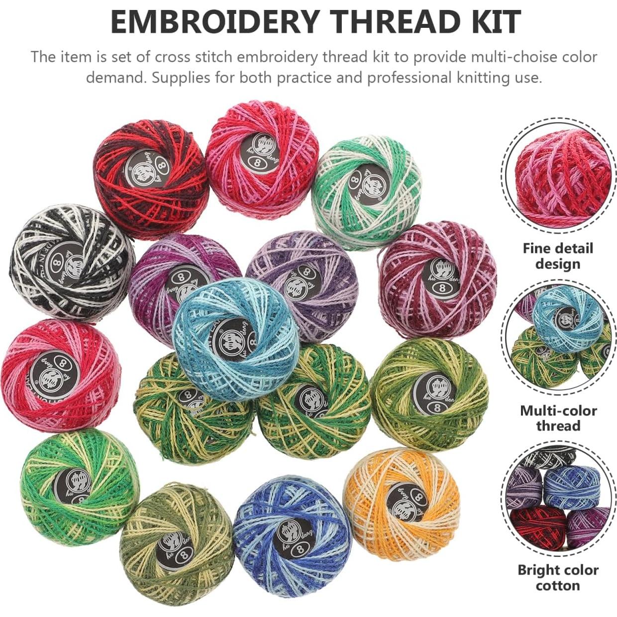 Hilo de Bordado de Algodón EXCEART 16 Rollos Mezcla de Colores