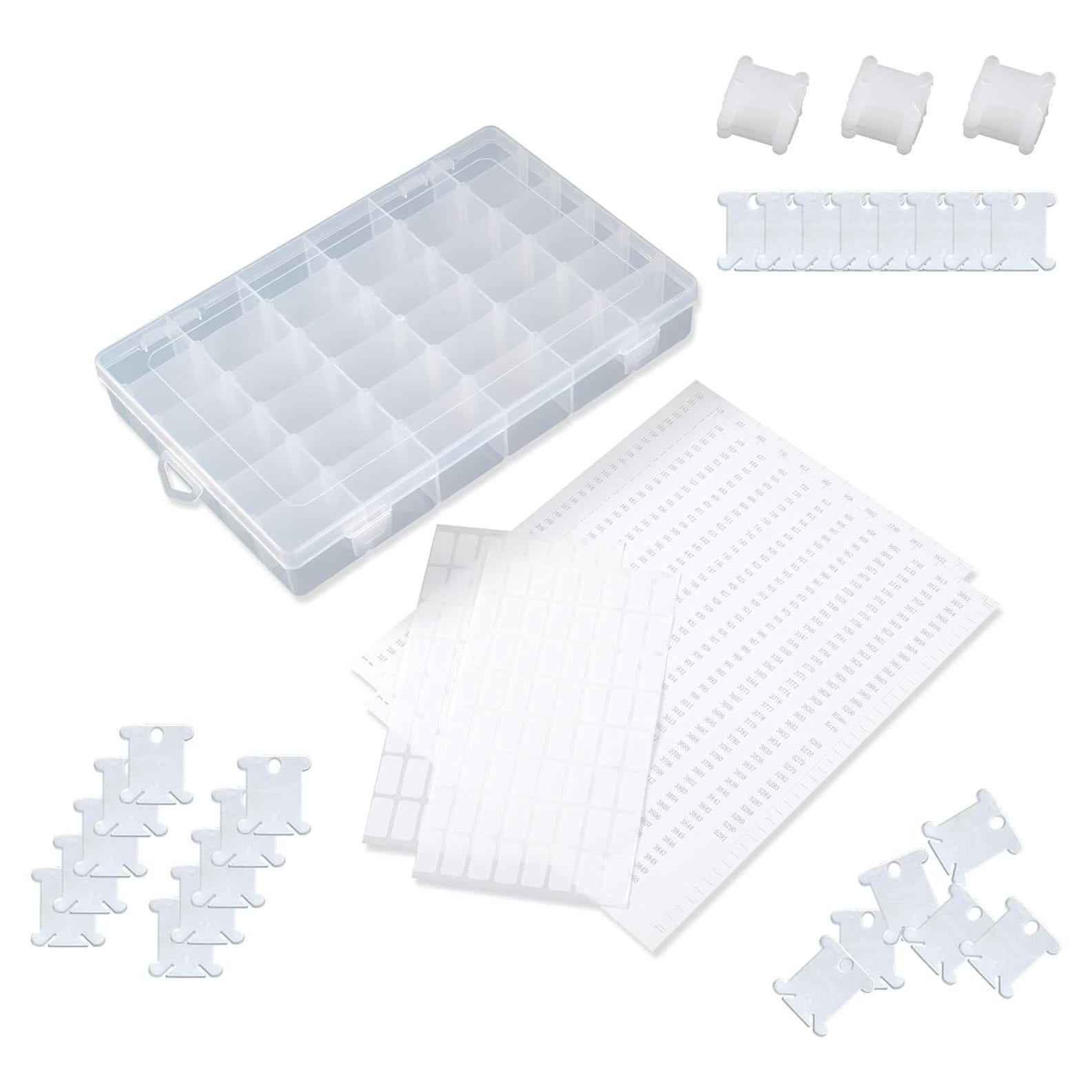 120 Bobinas de Hilo de Plástico con Caja Organizadora Sympabasic