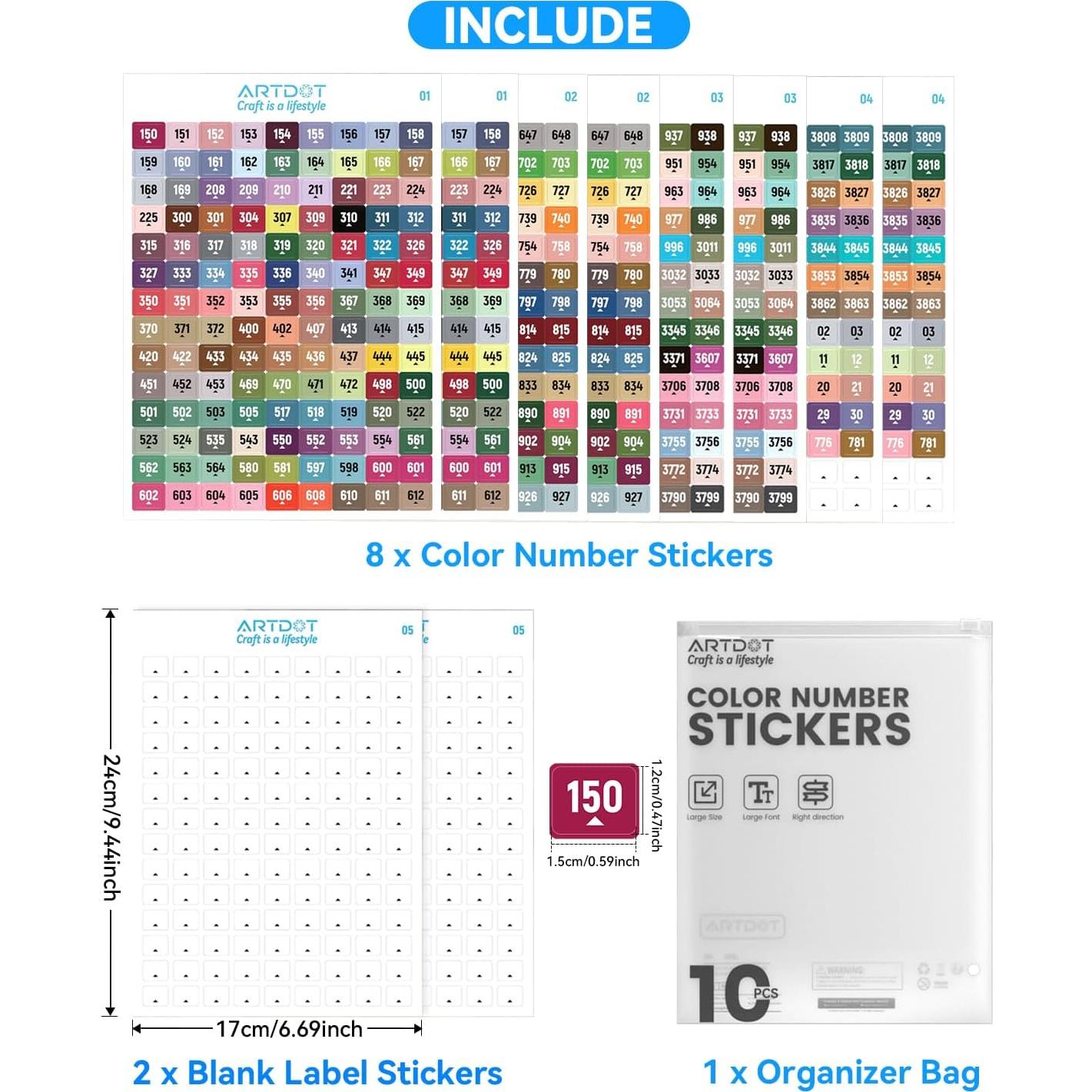 Etiquetas Adhesivas ARTDOT 489 Colores para Almacenamiento de Arte