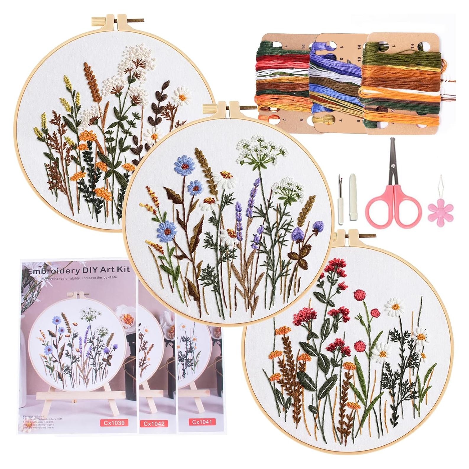 Kit de Bordado COCOMOX para Principiantes - 3 Telas Flores