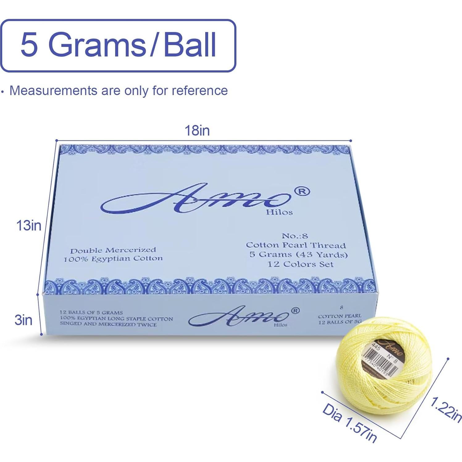 Hilo de Bordado Algodón Egipcio AMOHilos Tamaño 8 12 Colores